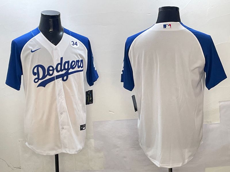 Men Los Angeles Dodgers Blank White blue Game 2025 Nike MLB Jersey style 7